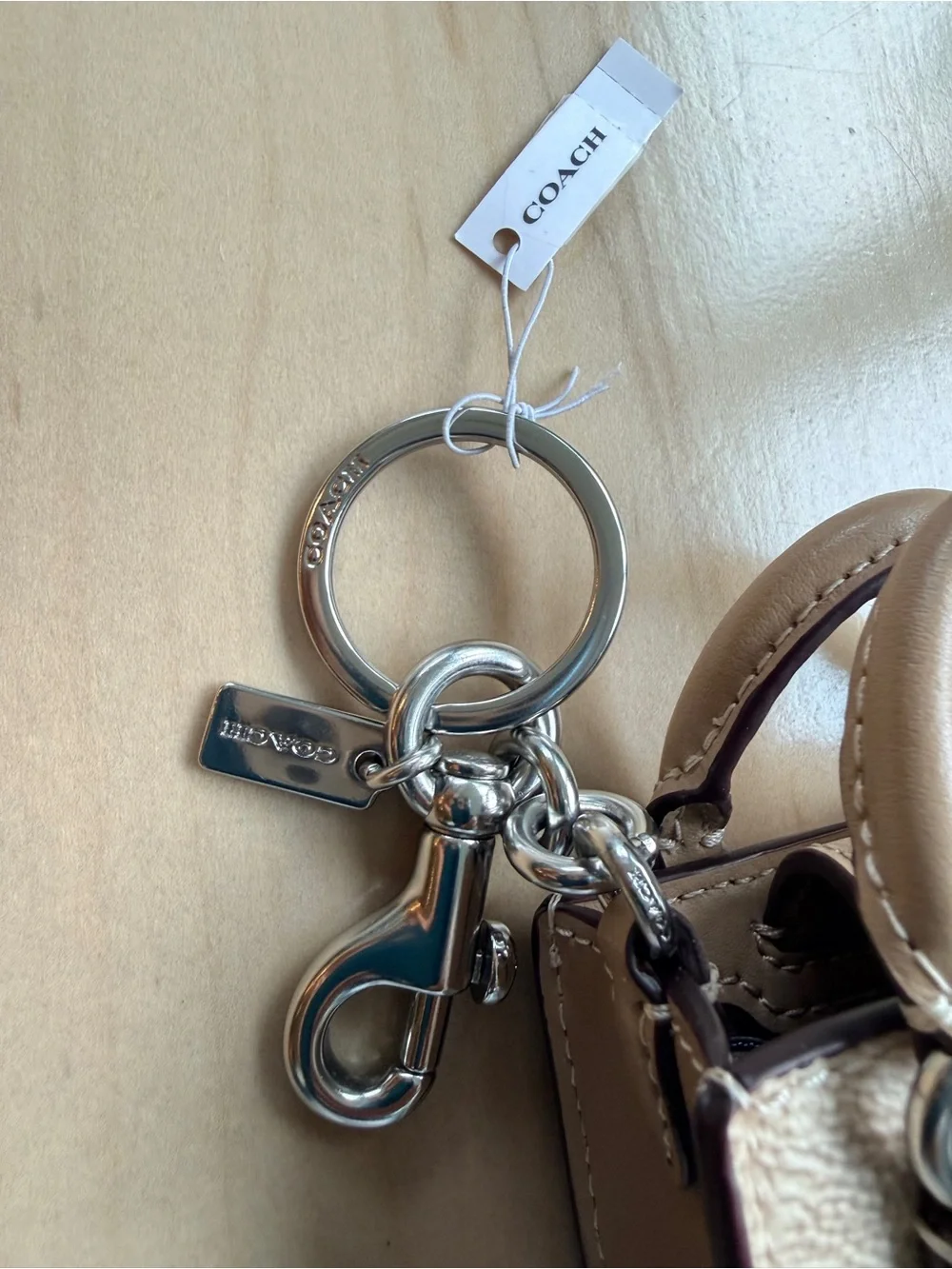 NWT Coach North/South Mini Tote Bag Charm Keychain in Signature Canvas - CX069